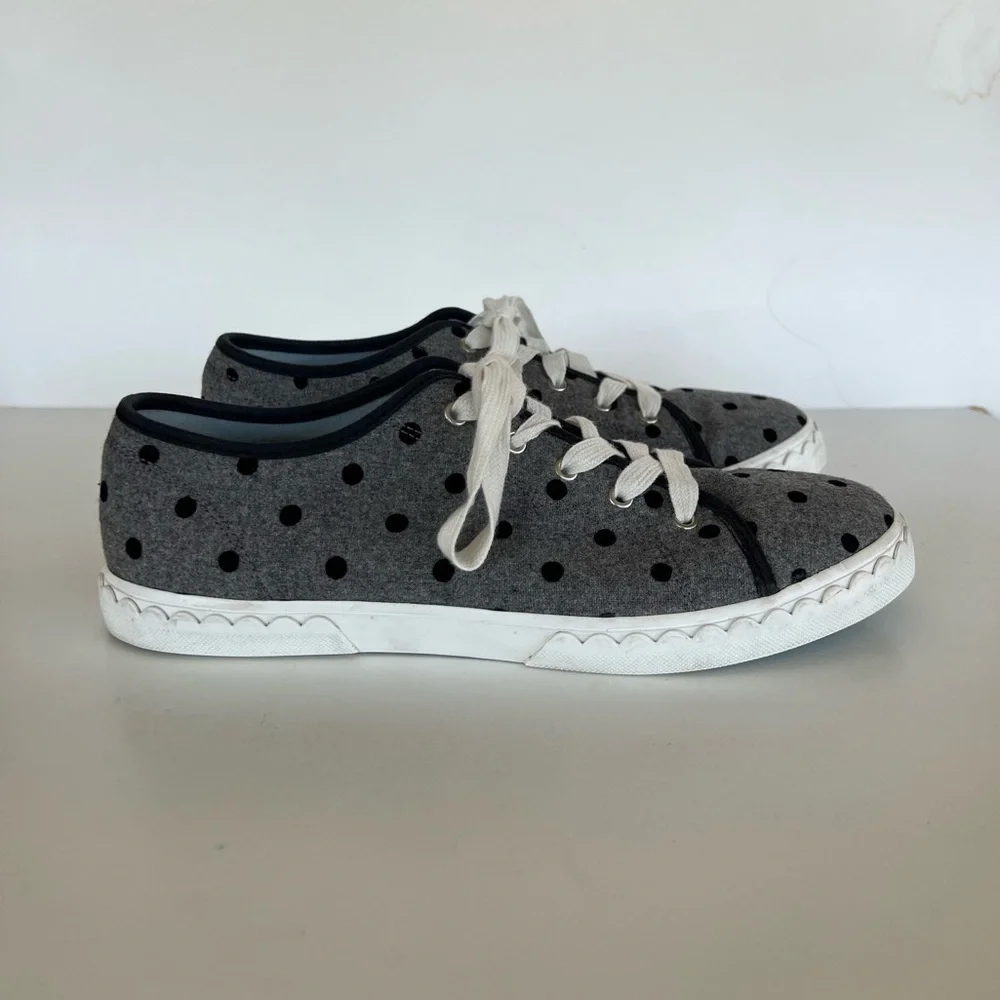 Kate Spade Vale Velvet Polka Dot Sneakers in Grey/Black, size 11.5